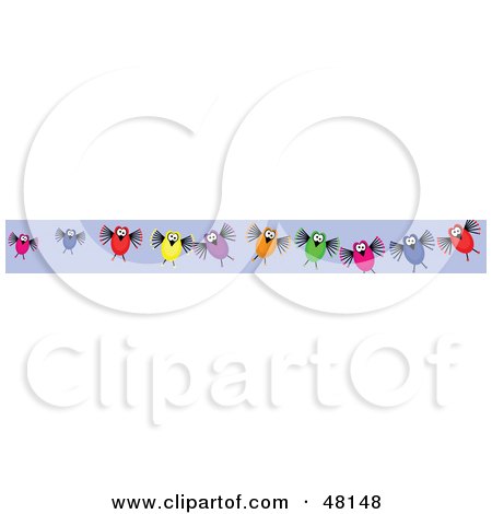 Royalty-Free (RF) Clipart Illustration of a Border Of Colorful Birds On Purple by Prawny