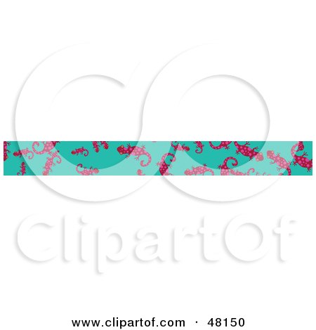 Royalty-Free (RF) Clipart Illustration of a Border Of Pink Salamanders On Turquoise by Prawny