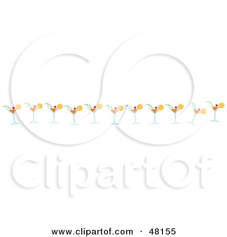 Royalty-Free (RF) Clipart Illustration of a Border Of Cocktails On White by Prawny
