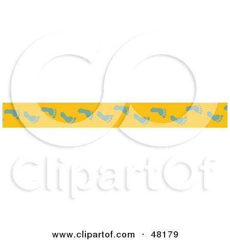 Royalty-Free (RF) Clipart Illustration of a Border Of Blue Foot Prints On Yellow by Prawny