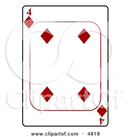 Four/4 of Diamonds Playing Card Clipart by djart