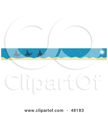 Royalty-Free (RF) Clipart Illustration of a Border Of The Three Wise Men On Blue by Prawny