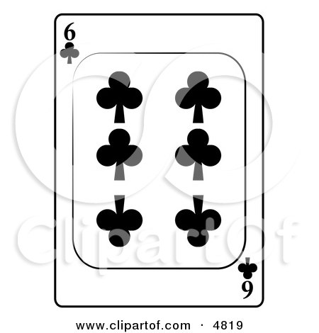 Six/6 of Clubs Playing Card Clipart by djart