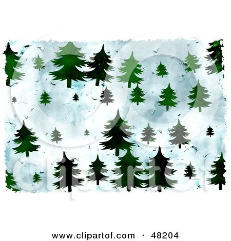 Royalty-Free (RF) Clipart Illustration of a Grungy Background Of Evergreens by Prawny