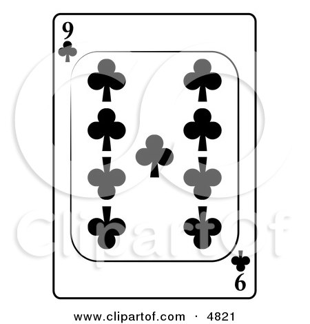 Nine/9 of Clubs Playing Card Clipart by djart