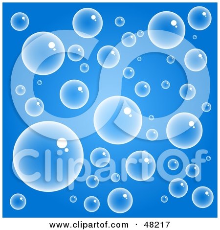 Royalty-Free (RF) Clipart Illustration of a Blue Background of Bubbles in Water by Prawny