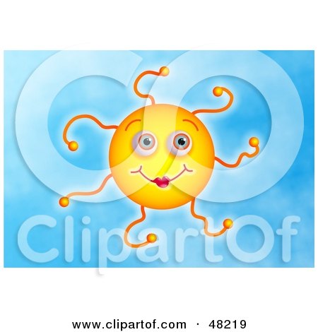 Royalty-Free (RF) Clipart Illustration of a Friendly Girl Sun Face In A Blue Sky by Prawny