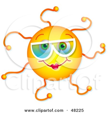 Royalty-Free (RF) Clipart Illustration of a Friendly Girl Sun Face Wearing Shades by Prawny