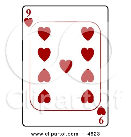 Nine/9 of Hearts Playing Card Clipart by djart