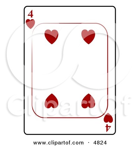 Four/4 of Hearts Playing Card Clipart by djart