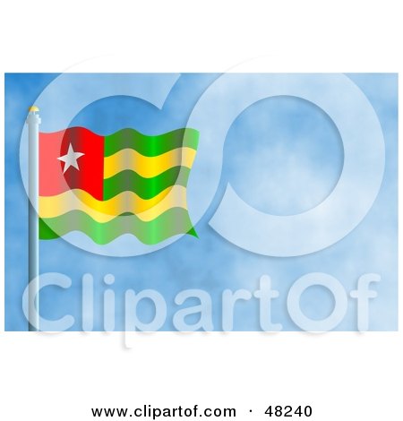 Royalty-Free (RF) Clipart Illustration of a Waving Togo Flag Against A Blue Sky by Prawny