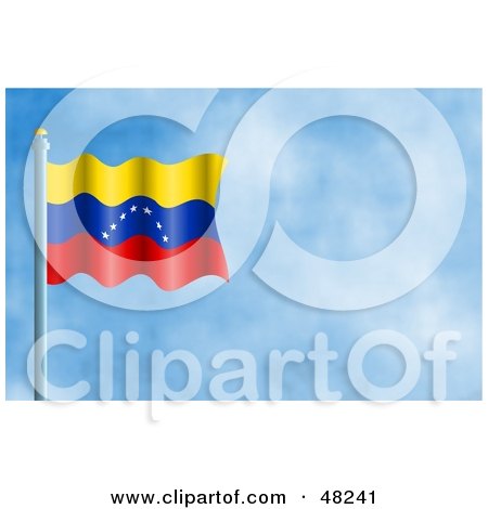 Royalty-Free (RF) Clipart Illustration of a Waving Venezuela Flag Against A Blue Sky by Prawny
