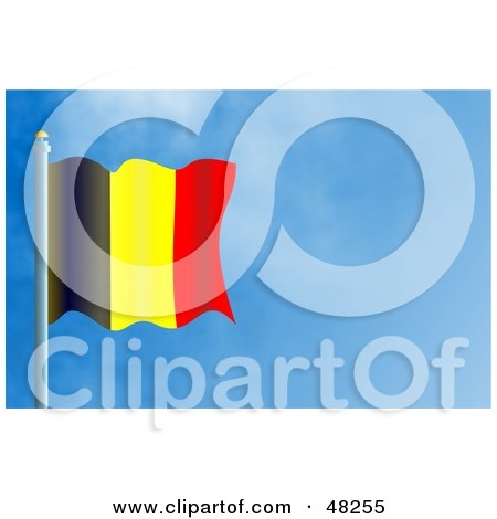 Royalty-Free (RF) Clipart Illustration of a Waving Belgium Flag Against A Blue Sky by Prawny