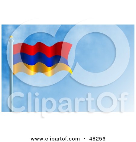 Royalty-Free (RF) Clipart Illustration of a Waving Armenia Flag Against A Blue Sky by Prawny