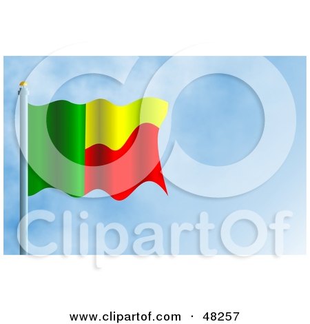 Royalty-Free (RF) Clipart Illustration of a Waving Benin Flag Against A Blue Sky by Prawny
