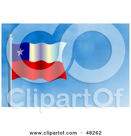 Royalty-Free (RF) Clipart Illustration of a Waving Chile Flag Against A Blue Sky by Prawny