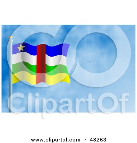 Royalty-Free (RF) Clipart Illustration of a Waving Central African Republic Flag Against A Blue Sky by Prawny