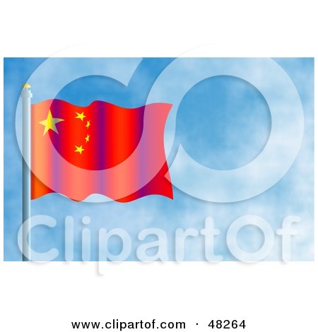 Royalty-Free (RF) Clipart Illustration of a Waving China Flag Against A Blue Sky by Prawny