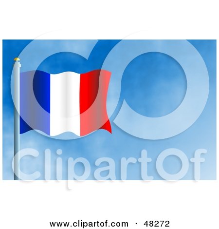 Royalty-Free (RF) Clipart Illustration of a Waving France Flag Against A Blue Sky by Prawny