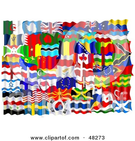 Royalty-Free (RF) Clipart Illustration of a Digital Montage of World Flags by Prawny