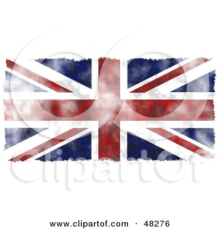 Royalty-Free (RF) Clipart Illustration of a Grungy UK Flag Background Trimmed In White by Prawny