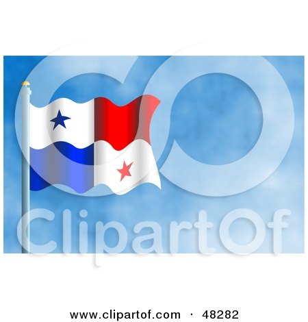 Royalty-Free (RF) Clipart Illustration of a Waving Panama Flag Against A Blue Sky by Prawny