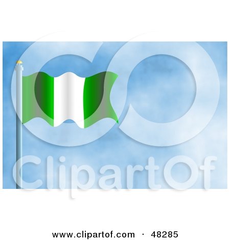 Royalty-Free (RF) Clipart Illustration of a Waving Nigeria Flag Against A Blue Sky by Prawny