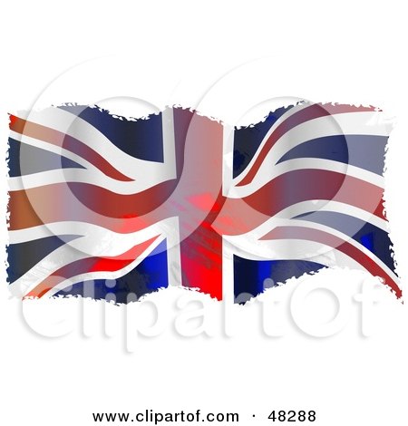 Royalty-Free (RF) Clipart Illustration of a Grungy Waving Uk Flag Background by Prawny