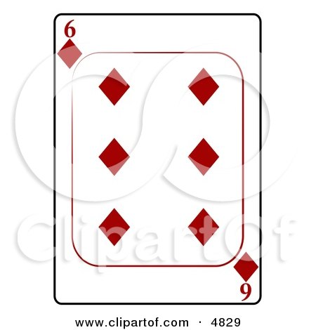 Six/6 of Diamonds Playing Card Clipart by djart