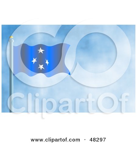 Royalty-Free (RF) Clipart Illustration of a Waving Micronesia Flag Against A Blue Sky by Prawny