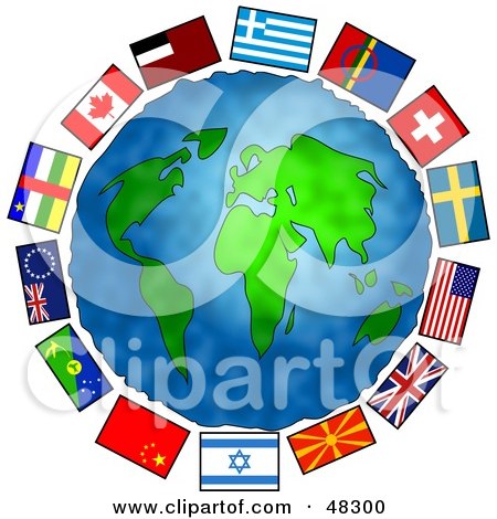 Royalty-Free (RF) Clipart Illustration of Earth Surrounded by World Flags by Prawny