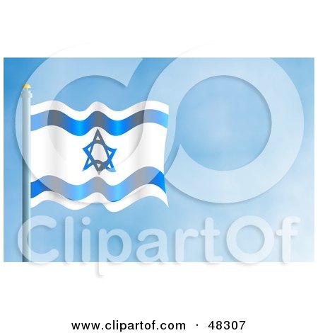 Royalty-Free (RF) Clipart Illustration of a Waving Israel Flag Against A Blue Sky by Prawny