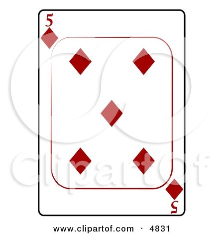 Five/5 of Diamonds Playing Card Clipart by djart