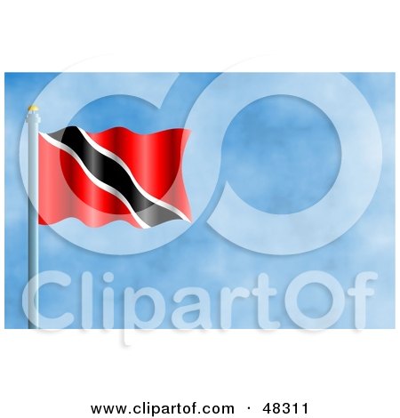 Royalty-Free (RF) Clipart Illustration of a Waving Trinidad And Tobago Flag Against A Blue Sky by Prawny