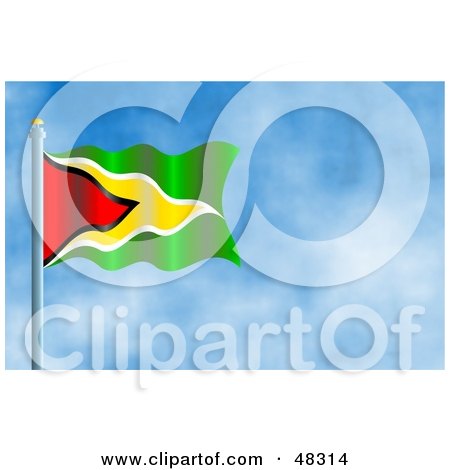 Royalty-Free (RF) Clipart Illustration of a Waving Guyana Flag Against A Blue Sky by Prawny