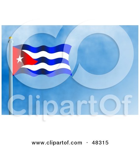 Royalty-Free (RF) Clipart Illustration of a Waving Cuba Flag Against A Blue Sky by Prawny