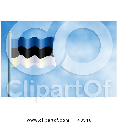 Royalty-Free (RF) Clipart Illustration of a Waving Estonia Flag Against A Blue Sky by Prawny