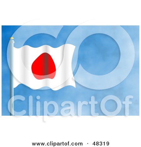 Royalty-Free (RF) Clipart Illustration of a Waving Japan Flag Against A Blue Sky by Prawny