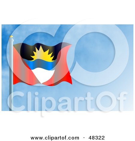Royalty-Free (RF) Clipart Illustration of a Waving Antigua And Barbuda Flag Against A Blue Sky by Prawny