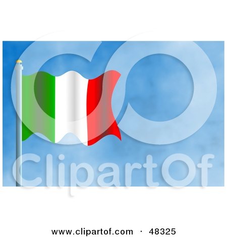 Royalty-Free (RF) Clipart Illustration of a Waving Italy Flag Against A Blue Sky by Prawny