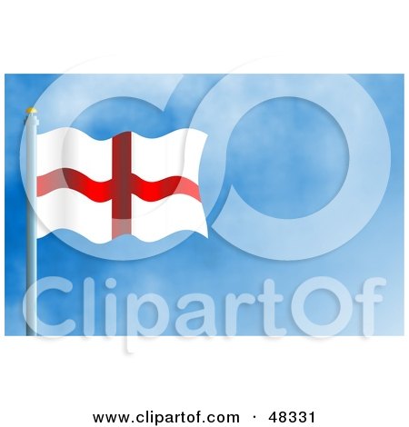Royalty-Free (RF) Clipart Illustration of a Waving England Flag Against A Blue Sky by Prawny