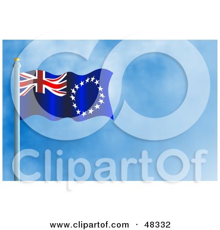 Royalty-Free (RF) Clipart Illustration of a Waving Cook Islands Flag Against A Blue Sky by Prawny