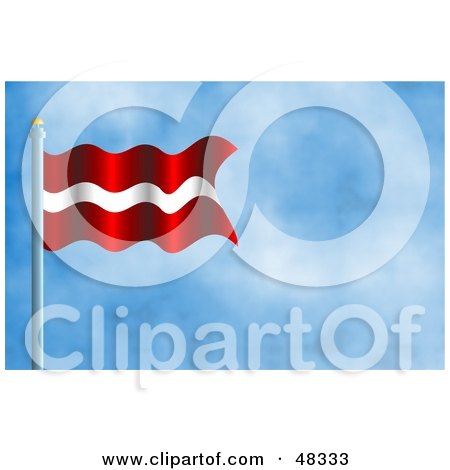 Royalty-Free (RF) Clipart Illustration of a Waving Latvia Flag Against A Blue Sky by Prawny