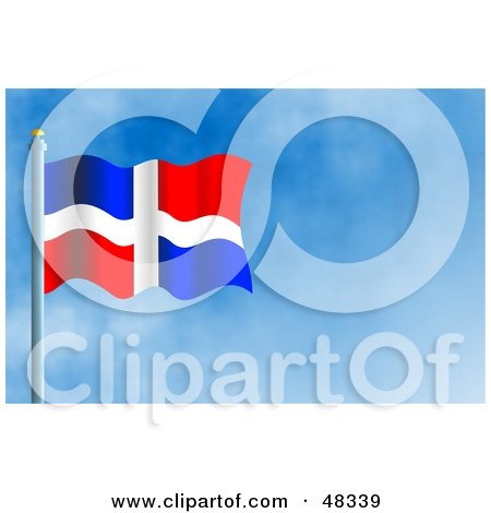Royalty-Free (RF) Clipart Illustration of a Waving Dominican Republic Flag Against A Blue Sky by Prawny