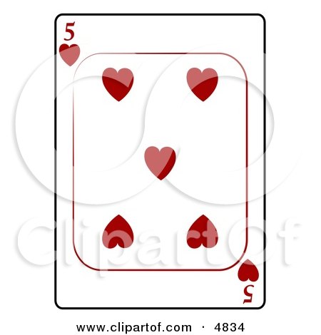 Five/5 of Hearts Playing Card Clipart by djart