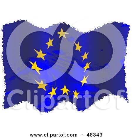 Royalty-Free (RF) Clipart Illustration of a Grungy Europe Flag Waving On White by Prawny