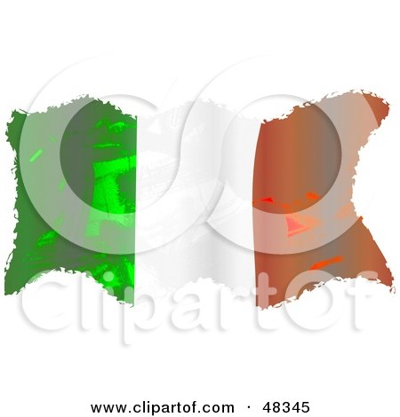 Royalty-Free (RF) Clipart Illustration of a Grungy Ireland Flag Waving On White by Prawny