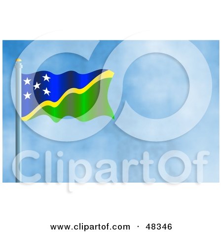 Royalty-Free (RF) Clipart Illustration of a Waving Solomon Islands Flag Against A Blue Sky by Prawny