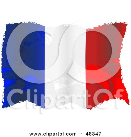 Royalty-Free (RF) Clipart Illustration of a Grungy France Flag Waving On White by Prawny