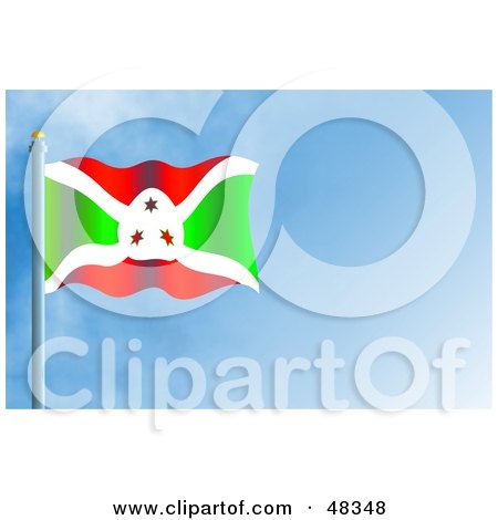 Royalty-Free (RF) Clipart Illustration of a Waving Burundi Flag Against A Blue Sky by Prawny